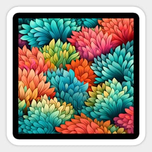 Colourful bright leaves floral pattern Sticker
